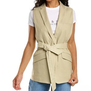 RAG & BONE Linen‎ Blend Margot Sleeveless Belted Blazer Jacket